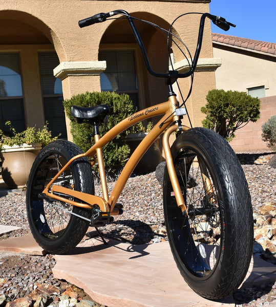Fat Tire Speed Aluminum Beach Cruiser GOLD FRAME/BLACK WHEELS