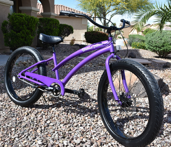 Single Speed Beach Cruiser Purple Frame/Black Wheels