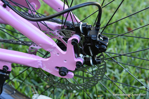 Single Speed fat tire beach cruiser bicycle Pink Diamond Frame/White Wheels